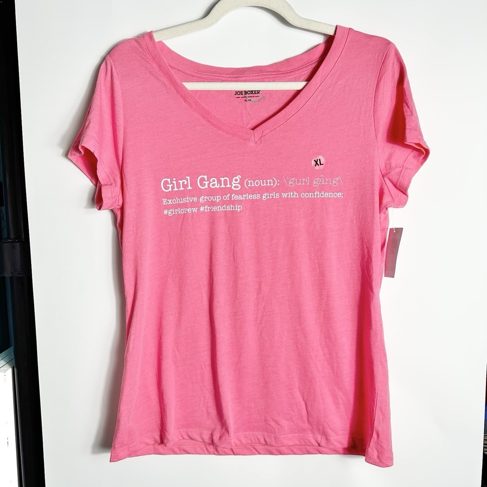 Joe Boxer Girl Gang Graphic Tee Pink Juniors Size XL Short Sleeve NWT Deadstock
